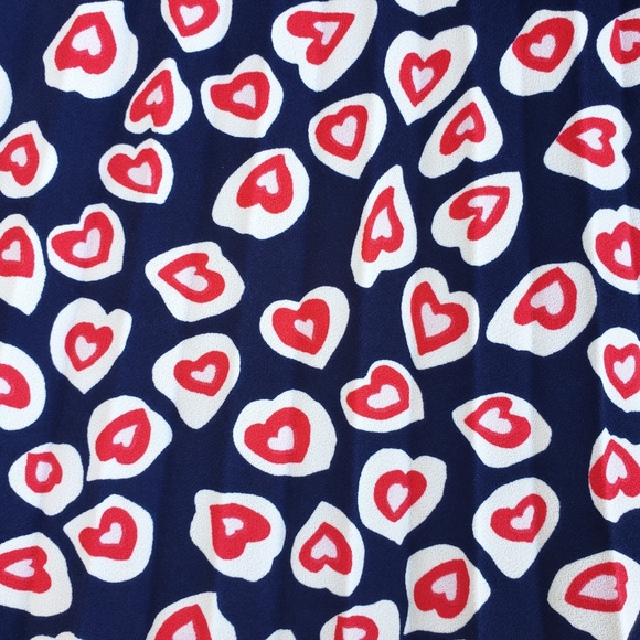 J Crew Heart Print Navy Red Pleated Skirt Size 0 - Picture 10 of 11
